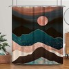 Mid Century Mountain Landscape Shower Curtain for Nature Lovers