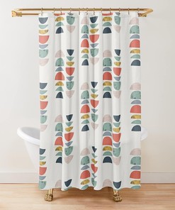 Mid Century Retro Shower Curtain with Vintage Geometric Design for a Timeless and Elegant Bathroom Look