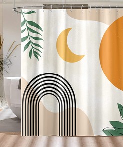 Mid Century Retro Sun And Moon Shower Curtain For A Boho Chic Bathroom