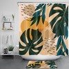 Mid Century Shower Curtain - LB Tropical Palm Leaf Dark Green Monstera Orange Color Block Bathroom Decor