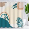 Mid Century Tropical Bohemian Green Leaf Shower Curtain, Fabric Bathroom Curtain With Botanical Print