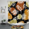 Mid Century White Leaf Geometric Pattern Shower Curtain For Modern Bathroom