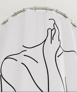 Mid Century Woman Geometric Shower Curtain, Abstract Art Print Bathroom Decor