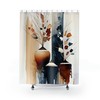 Mid-Century Boho Navy Rust Shower Curtain, Burnt Orange and Cream Beige Watercolor, Bathroom Decoration fabric
