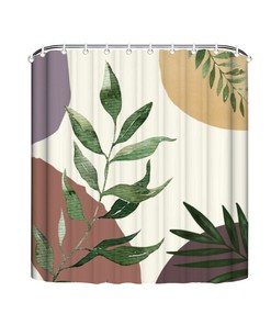 Mid-Century Botanical Shower Curtain for Bathroom Decor