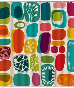Mid-Century Modern Geometric Shower Curtain For Vintage-Inspired Bathrooms