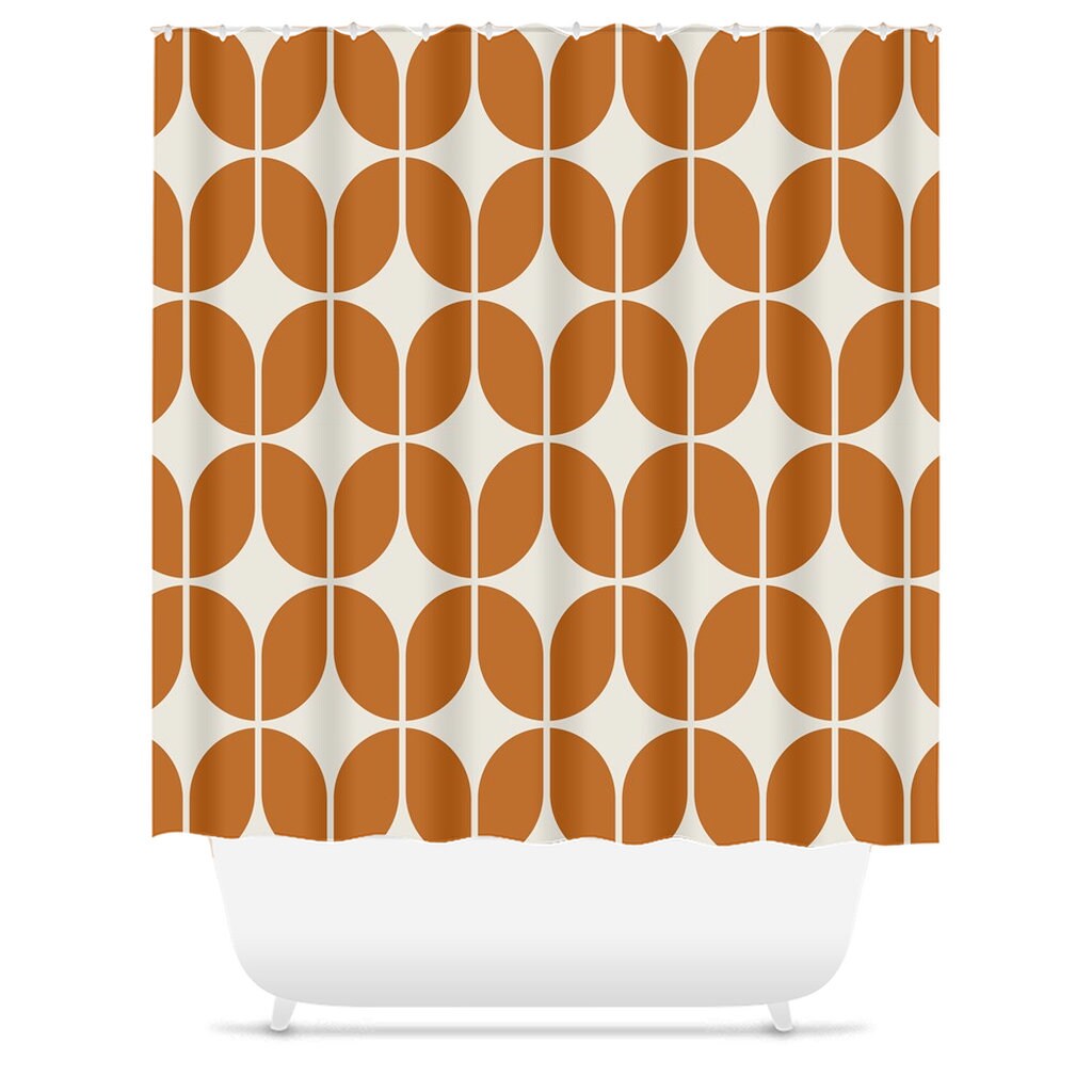 Mid-Century Modern Retro Bath Abstract Geometric Shower Curtain