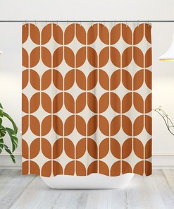 Mid-Century Modern Retro Bath Abstract Geometric Shower Curtain