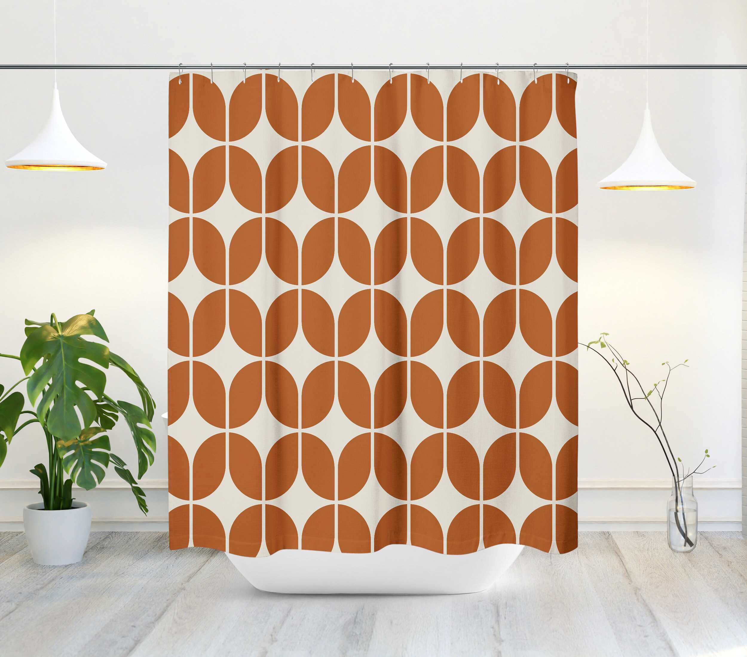 Mid-Century Modern Retro Bath Abstract Geometric Shower Curtain