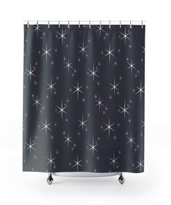 Mid-Century Modern Shower Curtain with Star Design for Unique Bathroom Decor