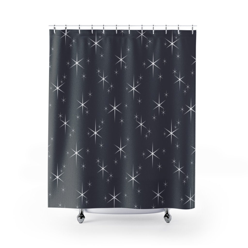 Mid-Century Modern Shower Curtain with Star Design for Unique Bathroom Decor