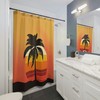 Midcentury Modern Stylized Palm Tree Sunset Shower Curtain for Unique Bathroom Decor