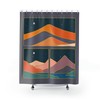 Midnight Collage Mountain Shower Curtain, Abstract Bath Accessory in Dark Tones