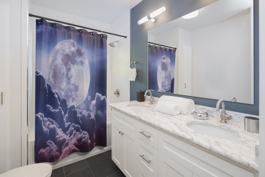 Midnight Full Moon Shower Curtain For A Peaceful Bath