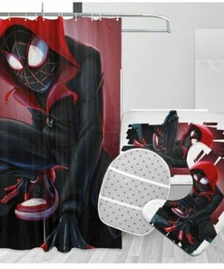 Miles Morales Spider-man Bathroom Shower Curtain Set for Modern Design