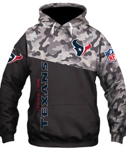 Military 3D Zip Hoodie Long Sleeve Houston Texans With All Over Print Perfect For Fans