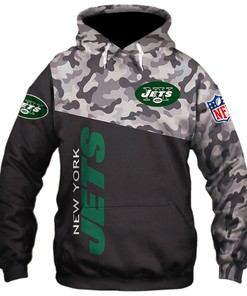 Military Hoodie 3D Zip Hoodie - All Over Print Hoodie Long Sleeve New Season For New York Jets Fans