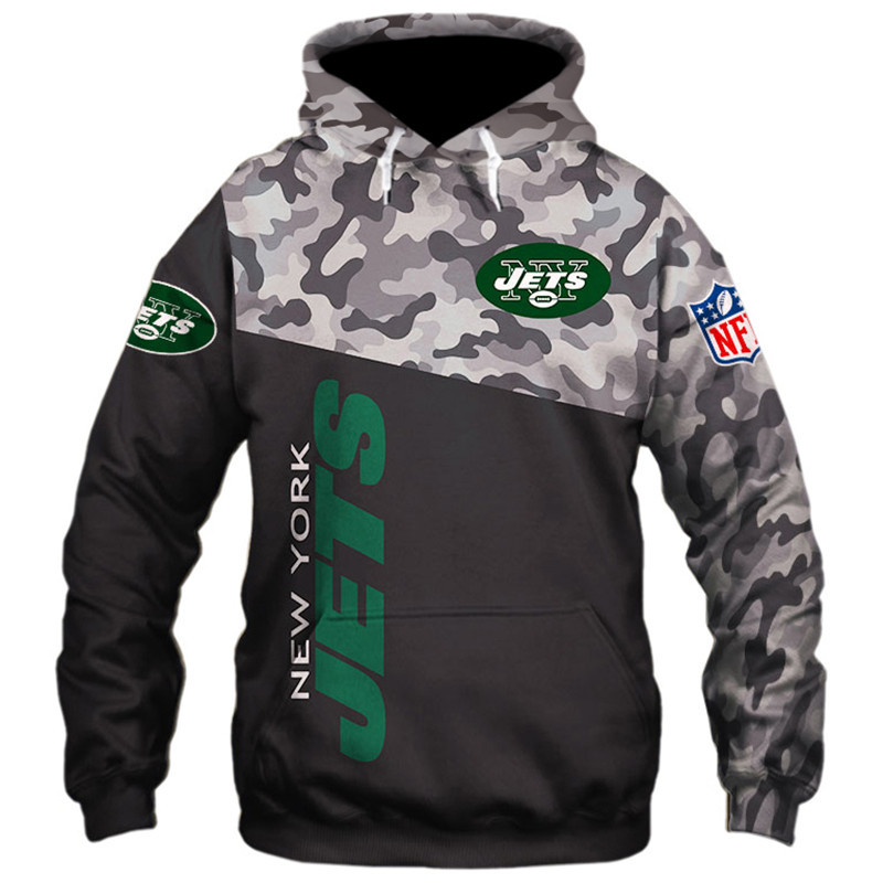 Military Hoodie 3D Zip Hoodie - All Over Print Hoodie Long Sleeve New Season For New York Jets Fans