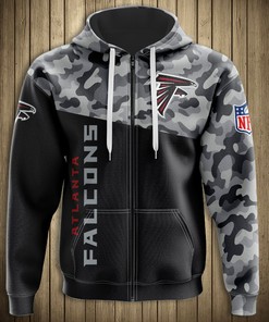 Military Style Atlanta Falcons 3D Zip Hoodie With Long Sleeve For New Season