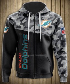 Military Style Miami Dolphins 3D All Over Print Hoodie With Front Pocket