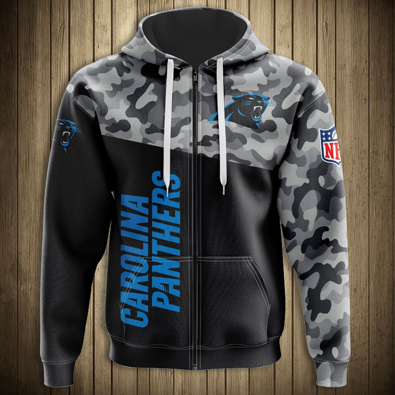 Military Themed Carolina Panthers All Over Print 3D Hoodie Long Sleeve - New Season Collection