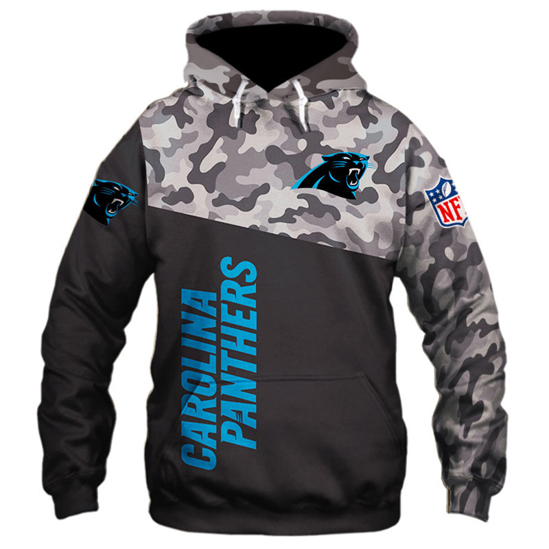 Military Themed Carolina Panthers All Over Print 3D Hoodie Long Sleeve - New Season Collection
