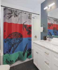 Millennium Falcon-Wing and Tie Fighter Shower Curtain from Star Wars Collection