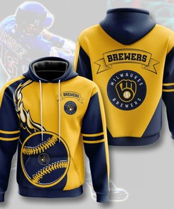 Milwaukee Brewers Flame Balls Graphic All Over Print 3D Hoodie - Perfect For Fans