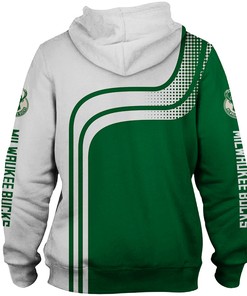 Milwaukee Bucks All Over Print 3D Zip Hoodie For Fans