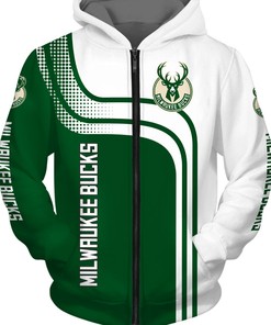 Milwaukee Bucks All Over Print 3D Zip Hoodie For Fans