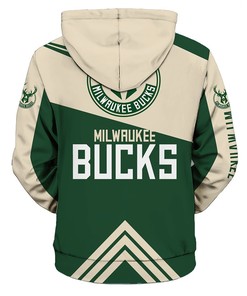 Milwaukee Bucks All Over Print 3D Zip Hoodie For Nba Fans