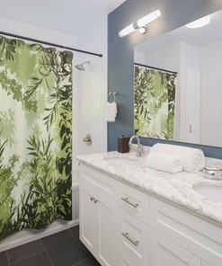 Mindfulness Tropical Shower Curtain with Peaceful Green Rainforest Design for zen Bathroom Decor