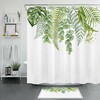 Minimalist Art Green Leaf Tropical Plant Shower Curtain for Modern Bathroom Decor