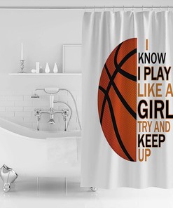 Minimalist Basketball Sport White Background Shower Curtain for Bathroom Decor