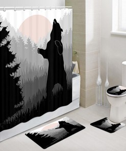 Minimalist Black Bear Shower Curtain For Chic Bathroom Decor