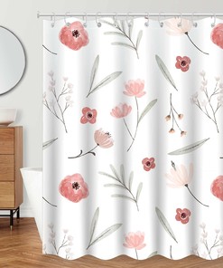 Minimalist Bohemian Flower Abstract Shower Curtain For Bathroom Decor