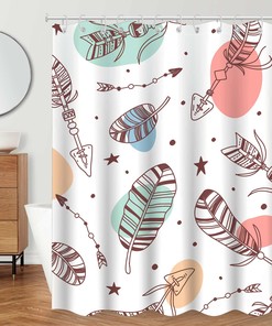 Minimalist Bohemian Leaf Abstract Shower Curtain For Bathroom Decor