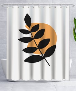 Minimalist Boho Leaf Mid Century Modern Plant Shower Curtain for a Simple and Chic Bathroom Dcor 