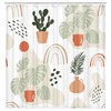 Minimalist Boho Leaves Cactus Fabric Shower Curtain For Waterproof Bathroom Decor