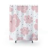 Minimalist Boho Shower Curtain Featuring Pink Floral Botanical Pattern For Calming Bathroom Decor