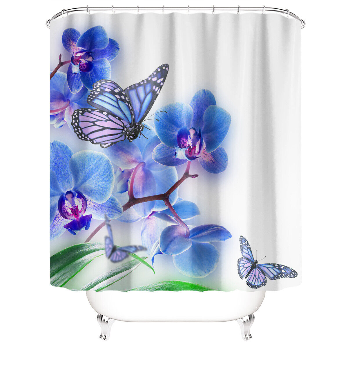 Minimalist Butterfly Floral Shower Curtain For Modern Bathroom Decor - Image 2