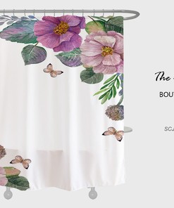 Minimalist Butterfly Flowers Shower Curtain For Your Bathroom Decor