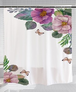 Minimalist Butterfly Flowers Shower Curtain For Your Bathroom Decor