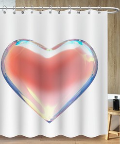 Minimalist Crystal Heart Shower Curtain for Bathroom Decor