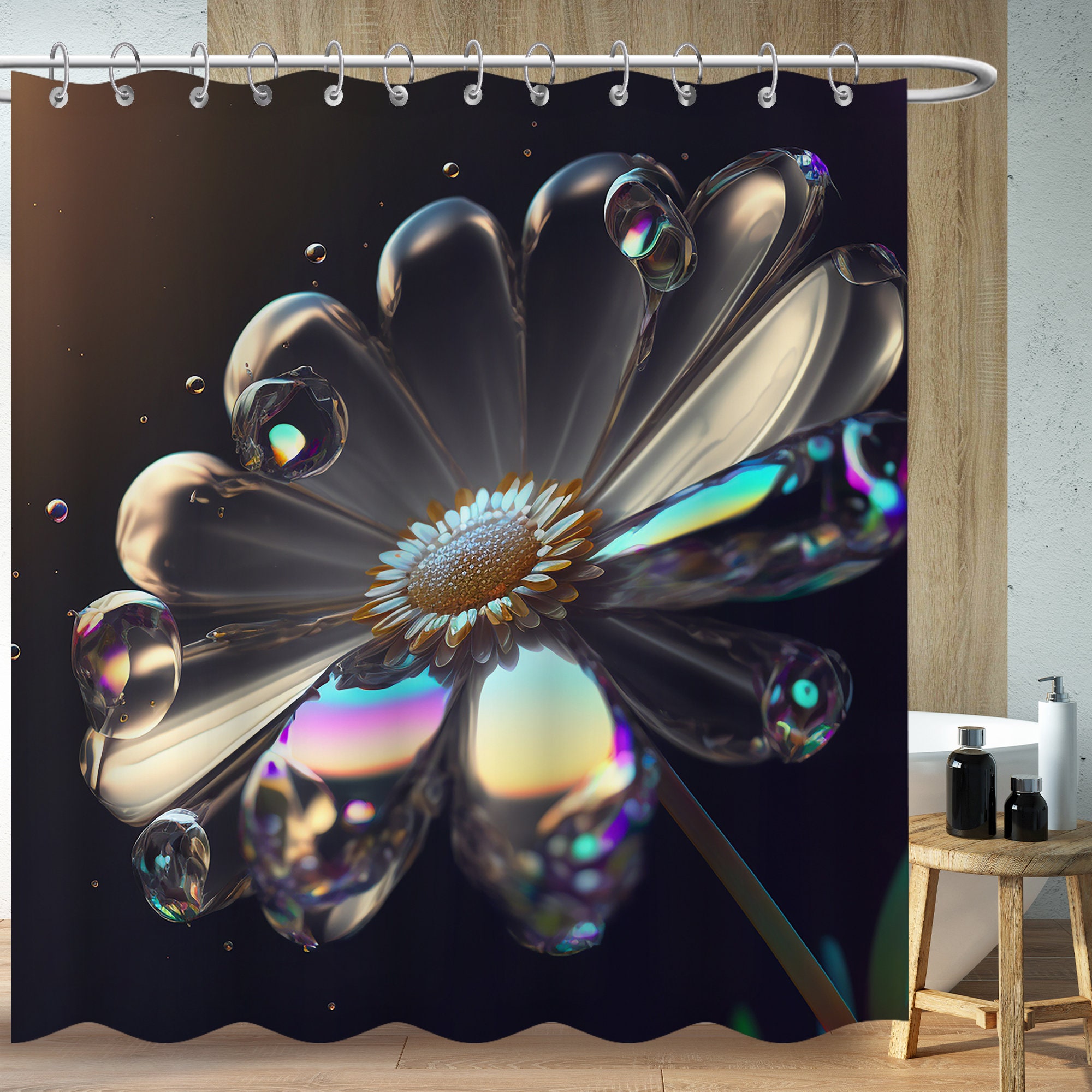 Minimalist Daisy Shower Curtain With Modern Vibes