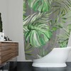 Minimalist Forest Green Jungle Boho Shower Curtain With Watercolor Leaf Print