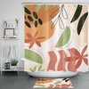 Minimalist Geometric Leaves Print Shower Curtain for Modern Abstract Bathroom Decor