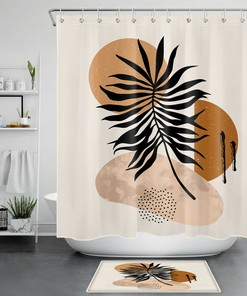 Minimalist Geometric Pattern Palm Leaf Shower Curtain for a Modern Bathroom