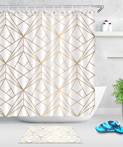 Minimalist Geometric Shower Curtain In Black And White