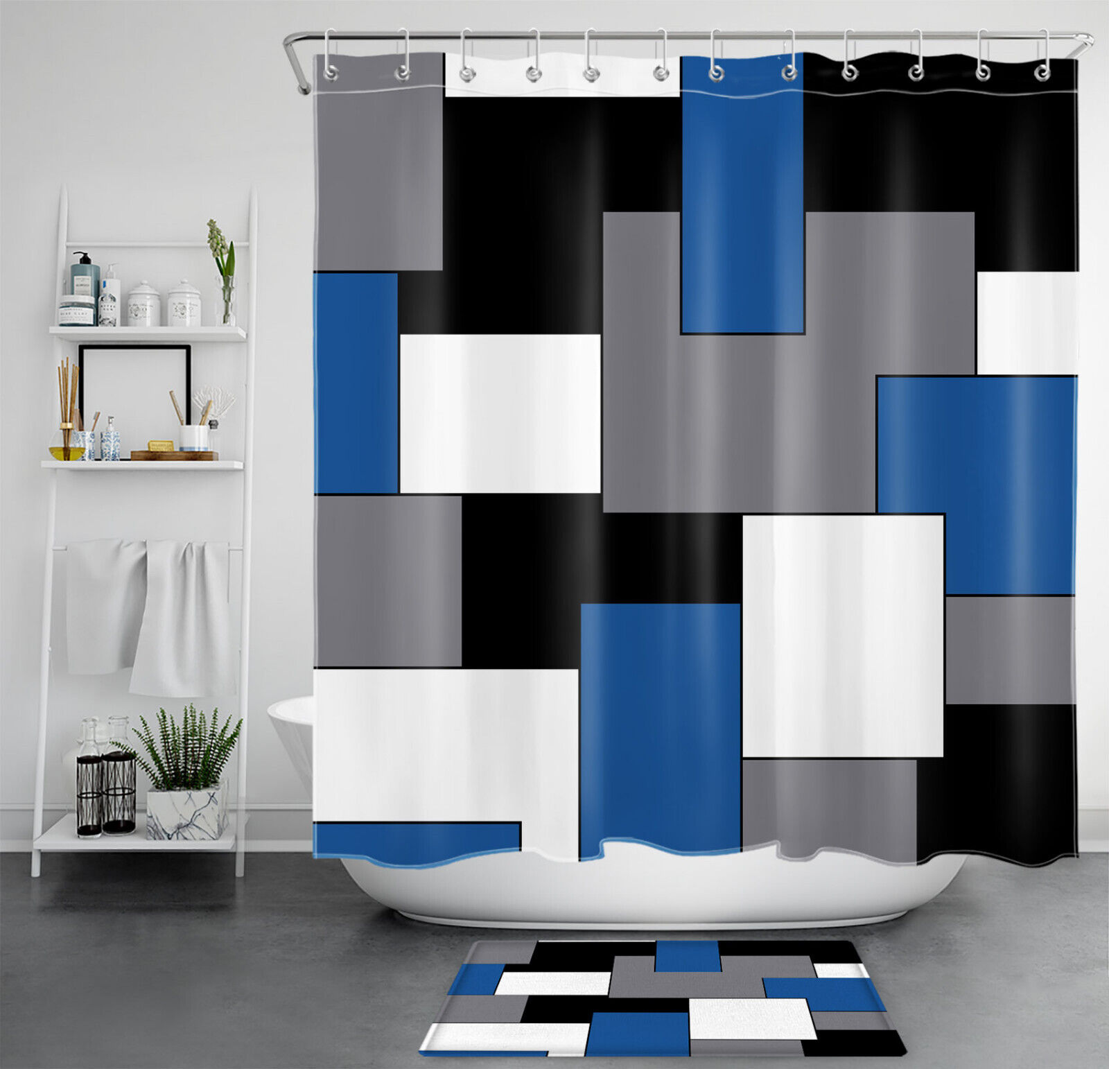 Minimalist Geometric Shower Curtain With Bold Design